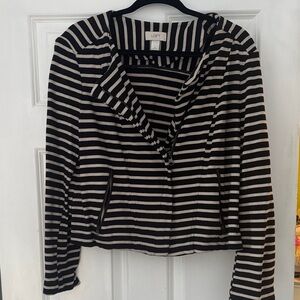 LOFT Women's Black and White Striped Blazer